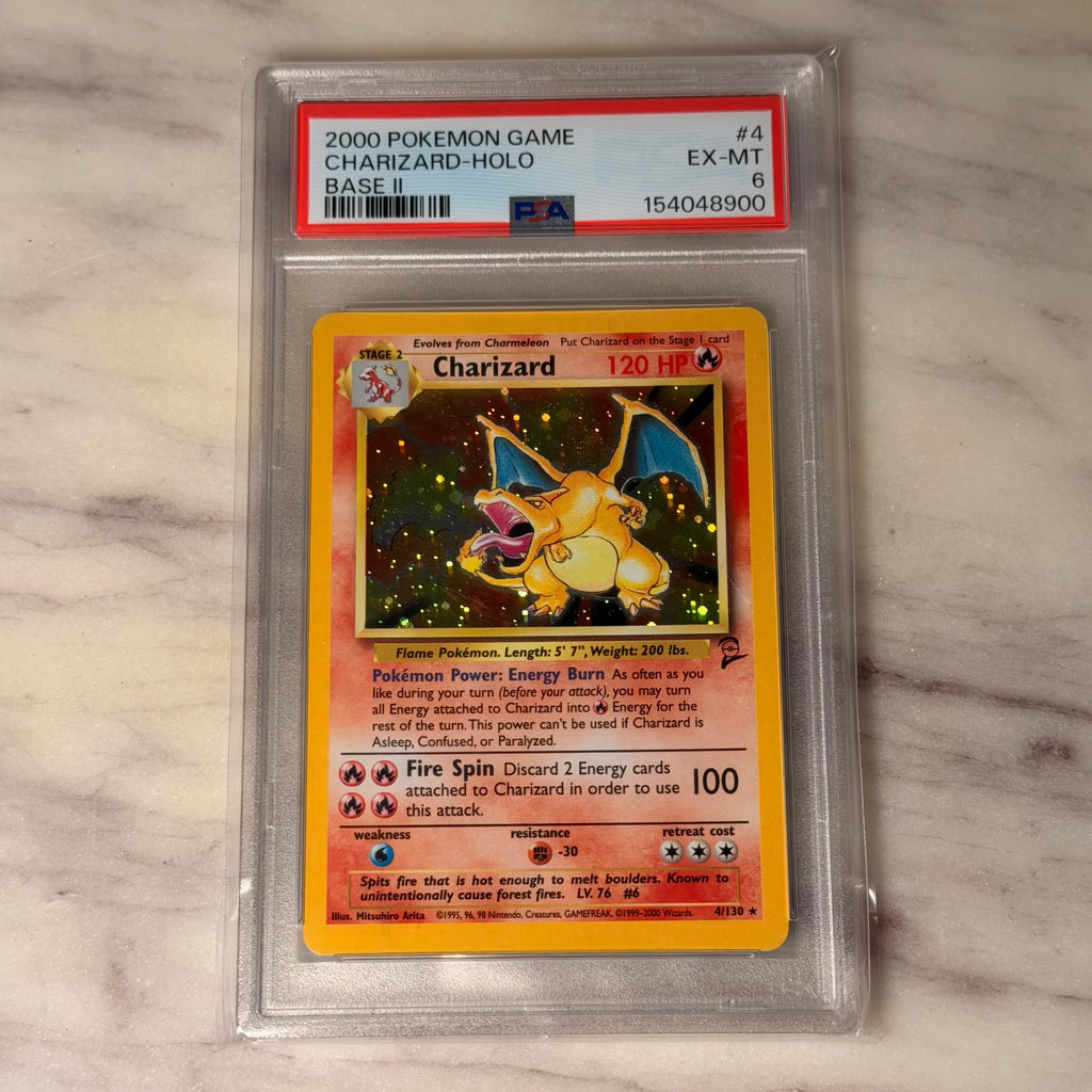 CHARIZARD 2000 Pokemon #4 Base Set 2 Holo - PSA 6