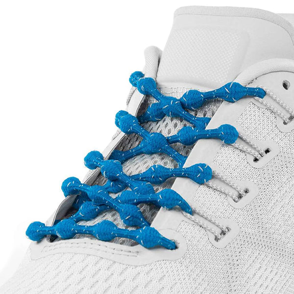 Caterpy Run No-Tie Laces - Tropical Blue (Reflective)