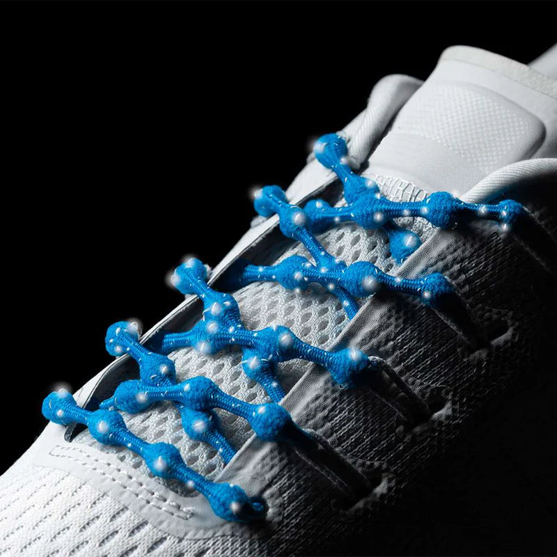 Caterpy Run No-Tie Laces - Tropical Blue (Reflective)