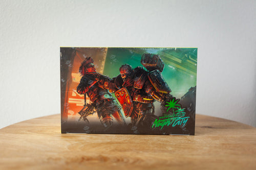 Cyberpunk TCG - Welcome to Night City - Beta Booster Box sealed product photo, side - Arcane Supply Co.