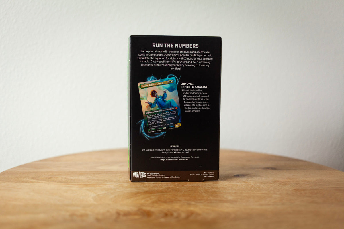 Magic The Gathering - Secrets of Strixhaven - Commander Deck (Quandrix Unlimited) sealed product photo, back - Arcane Supply Co.