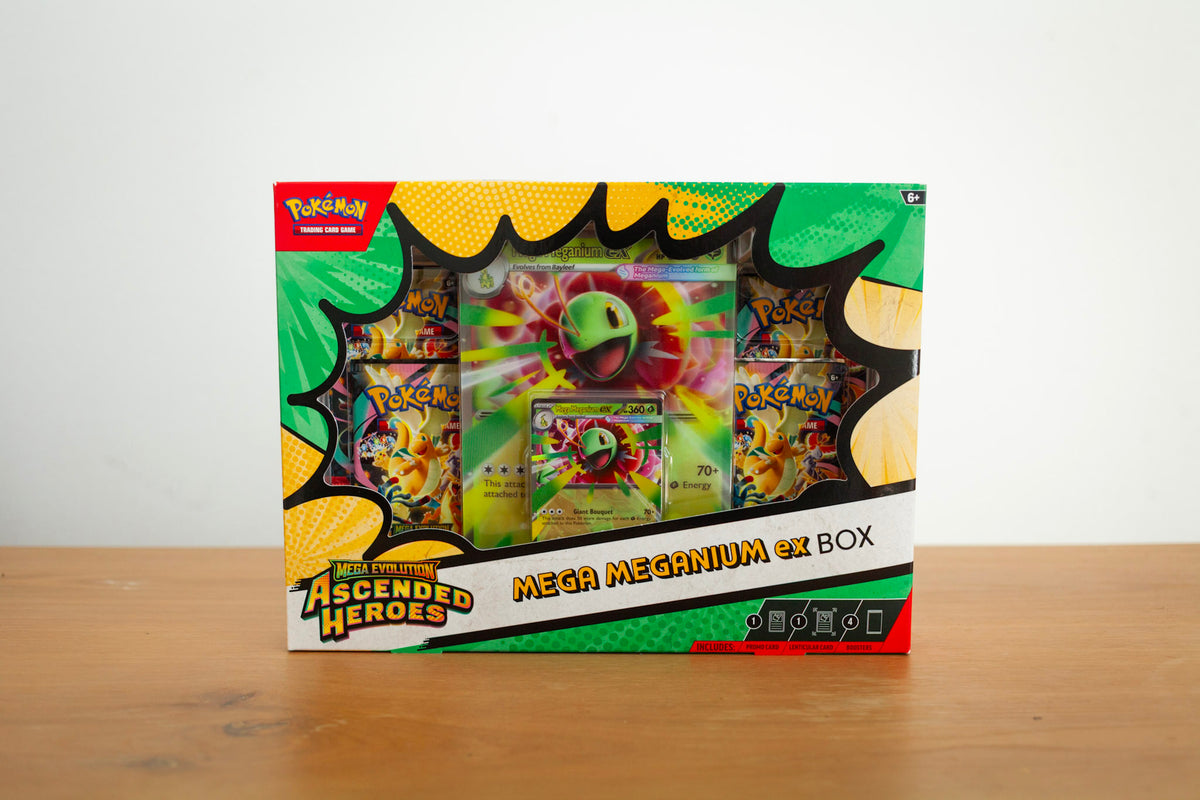 Pokemon - Ascended Heroes - Mega Meganium EX Box sealed product photo, front - Arcane Supply Co.