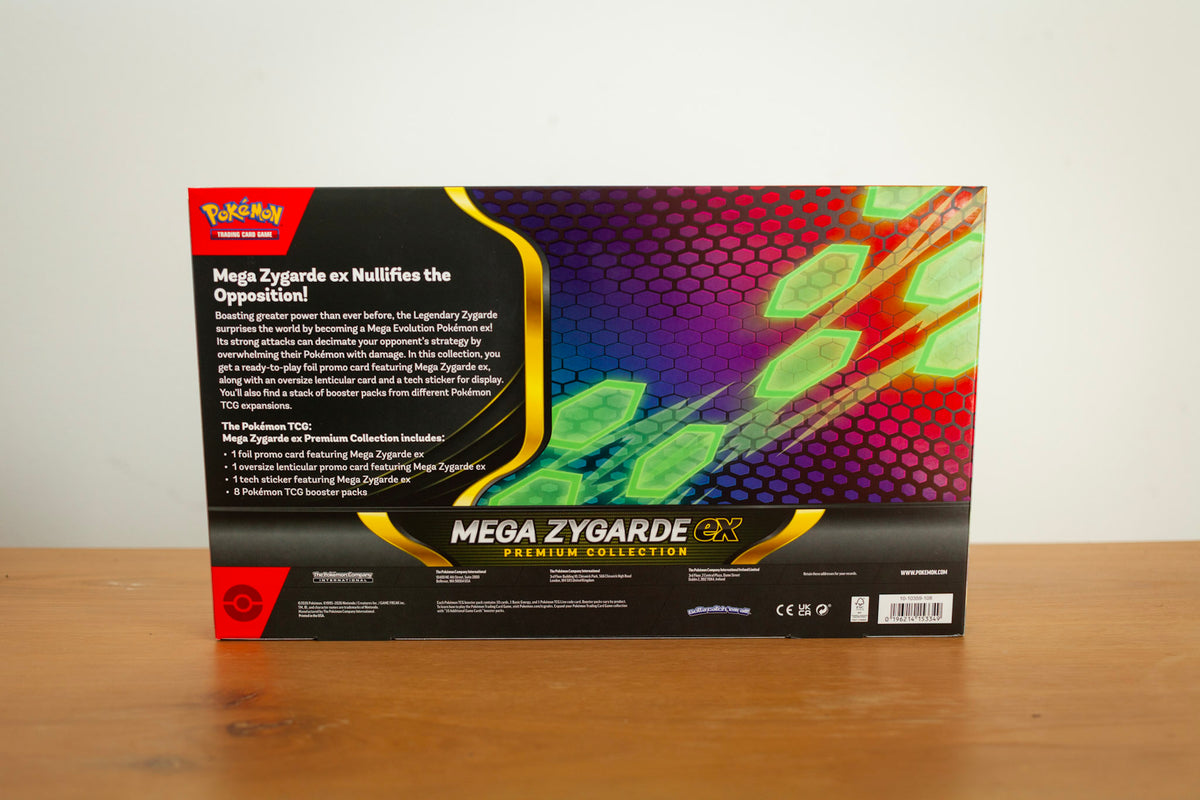 Pokemon - Mega Zygarde EX Premium Collection sealed product photo, back - Arcane Supply Co.