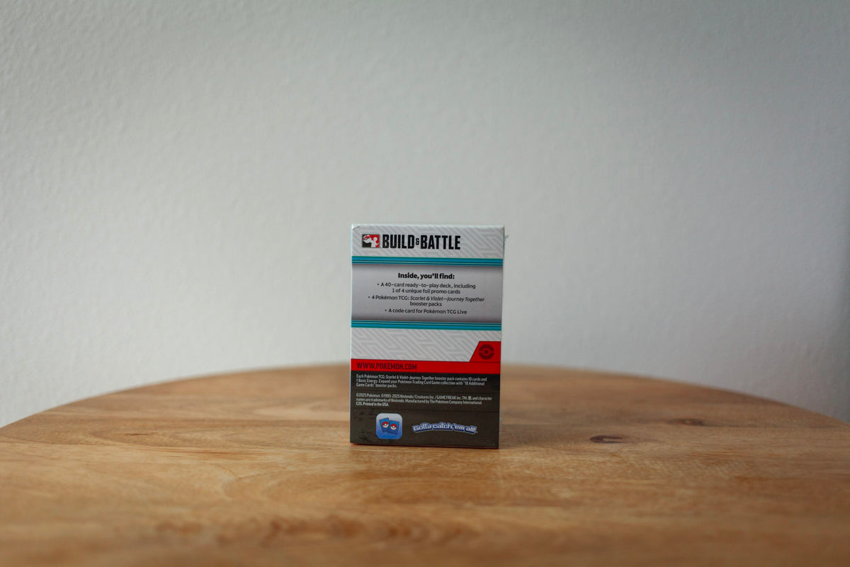 Pokemon - Scarlet & Violet - Journey Together - Build & Battle sealed product photo, back - Arcane Supply Co.