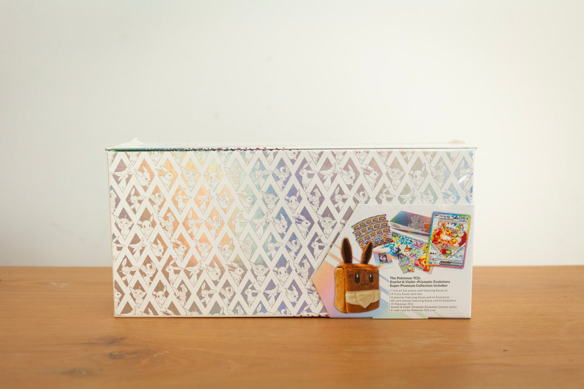Pokemon - Scarlet & Violet - Prismatic Evolutions - Super Premium Collection sealed product photo, back - Arcane Supply Co.
