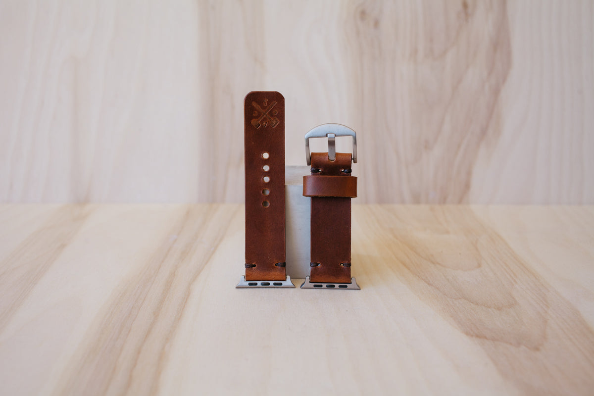 Héritage Apple Watch Band - Cognac - Silver (42mm and 44mm)