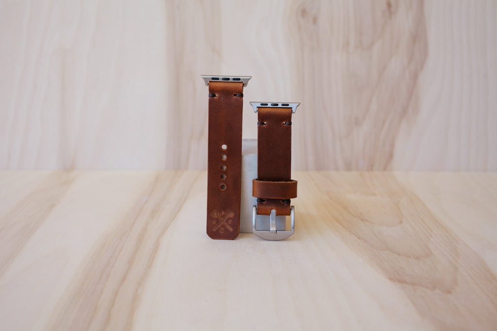 Héritage Apple Watch Band - Cognac - Silver (42mm and 44mm)