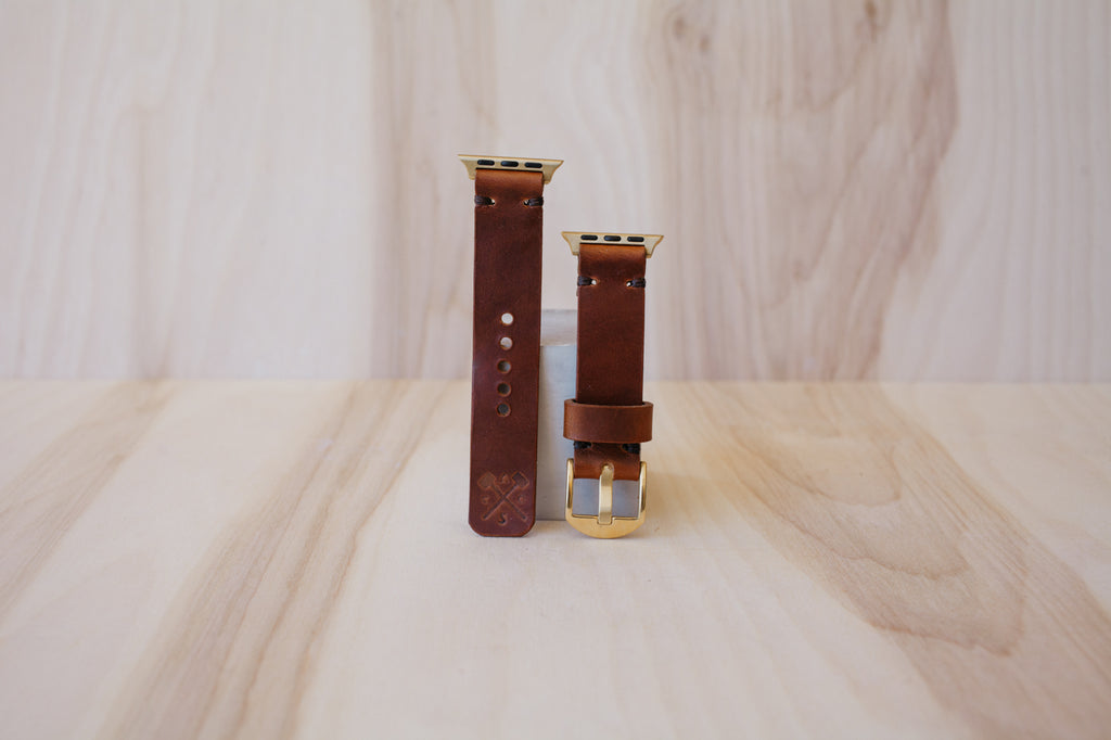 Héritage Apple Watch Band - Cognac - Gold (38mm and 40mm)