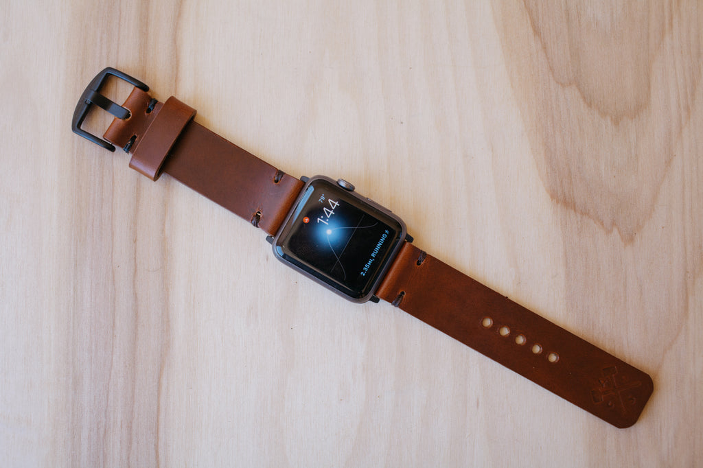 Héritage Apple Watch Band - Cognac - Silver (42mm and 44mm)