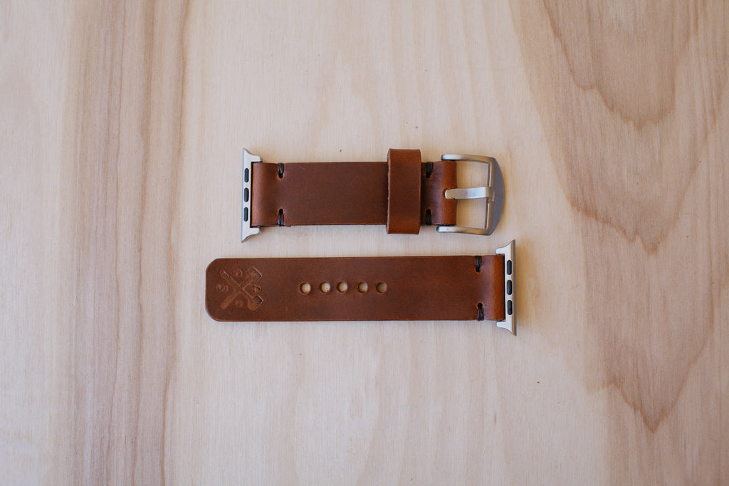 Héritage Apple Watch Band - Cognac - Silver (42mm and 44mm)