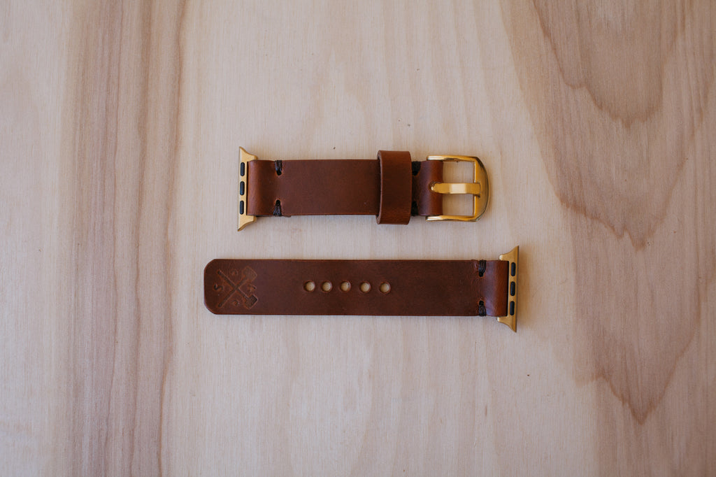 Héritage Apple Watch Band - Cognac - Gold (38mm and 40mm)