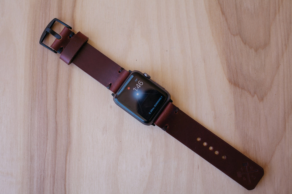 Héritage Apple Watch Band - Burgundy - Silver (42mm and 44mm)