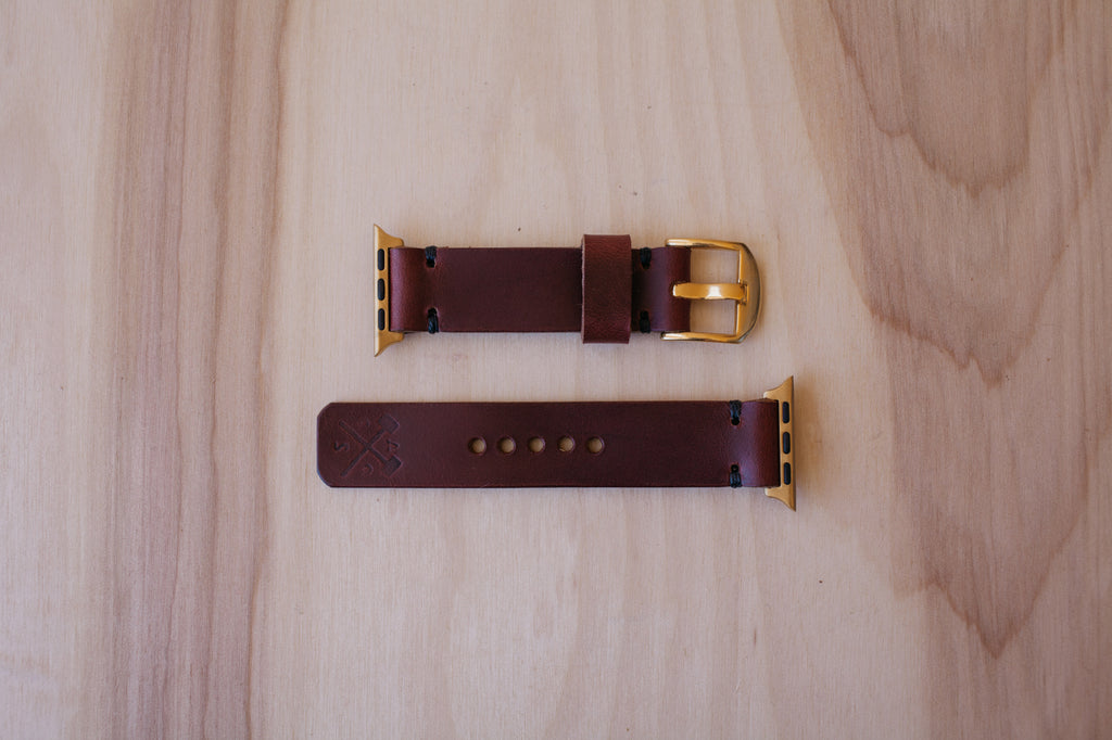 Héritage Apple Watch Band - Burgundy - Gold (38mm and 40mm)