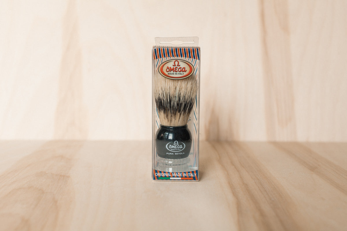 Omega Boar Bristle Shaving Brush With Chromed ABS Handle