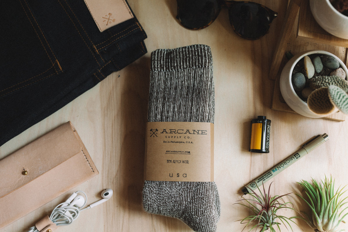 Alpaca Wool Socks - Bark