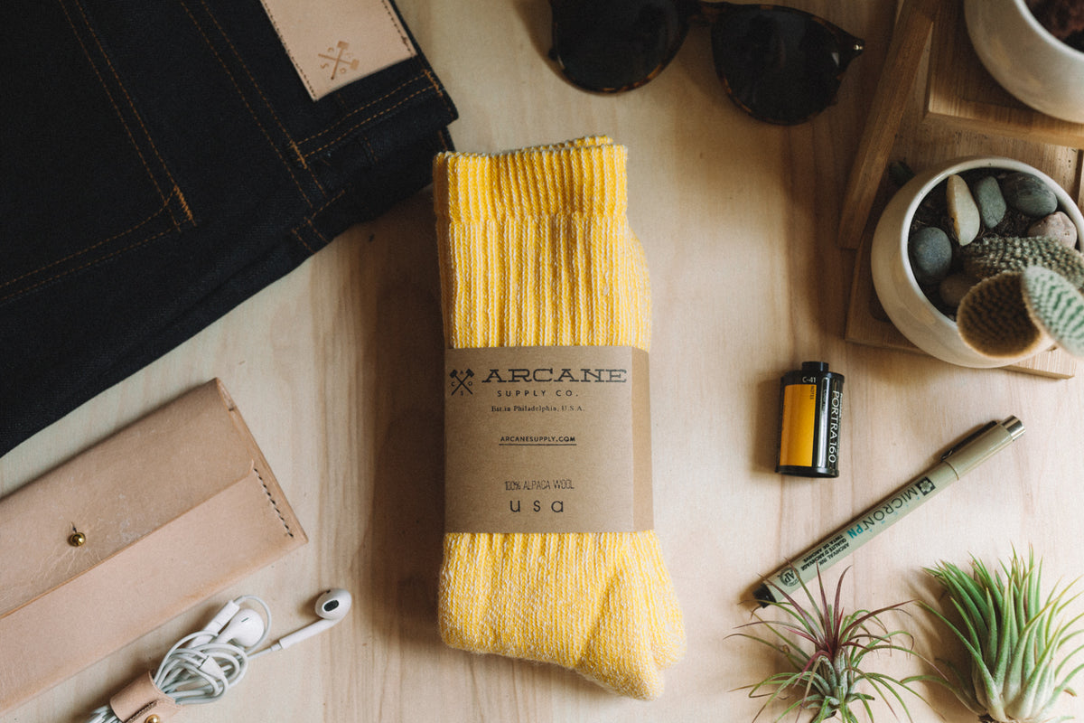 Alpaca Wool Socks - Birch Yellow