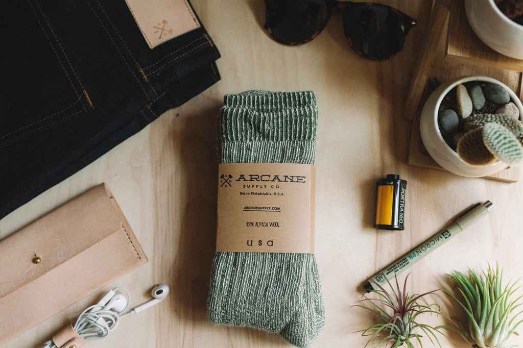 Alpaca Wool Socks - Olive