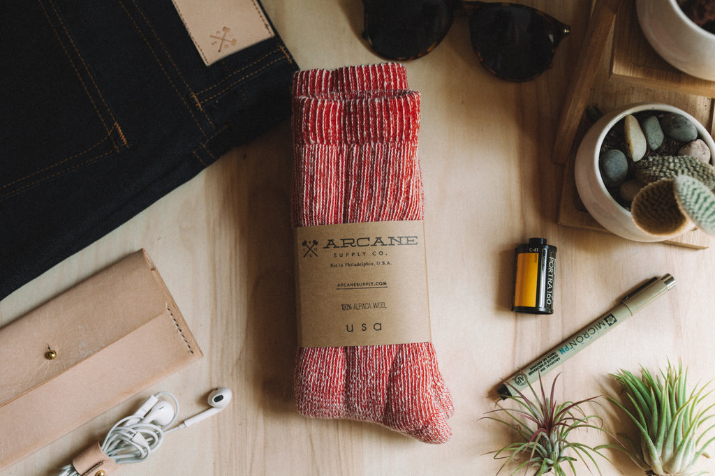 Alpaca Wool Socks - Woodpecker Red