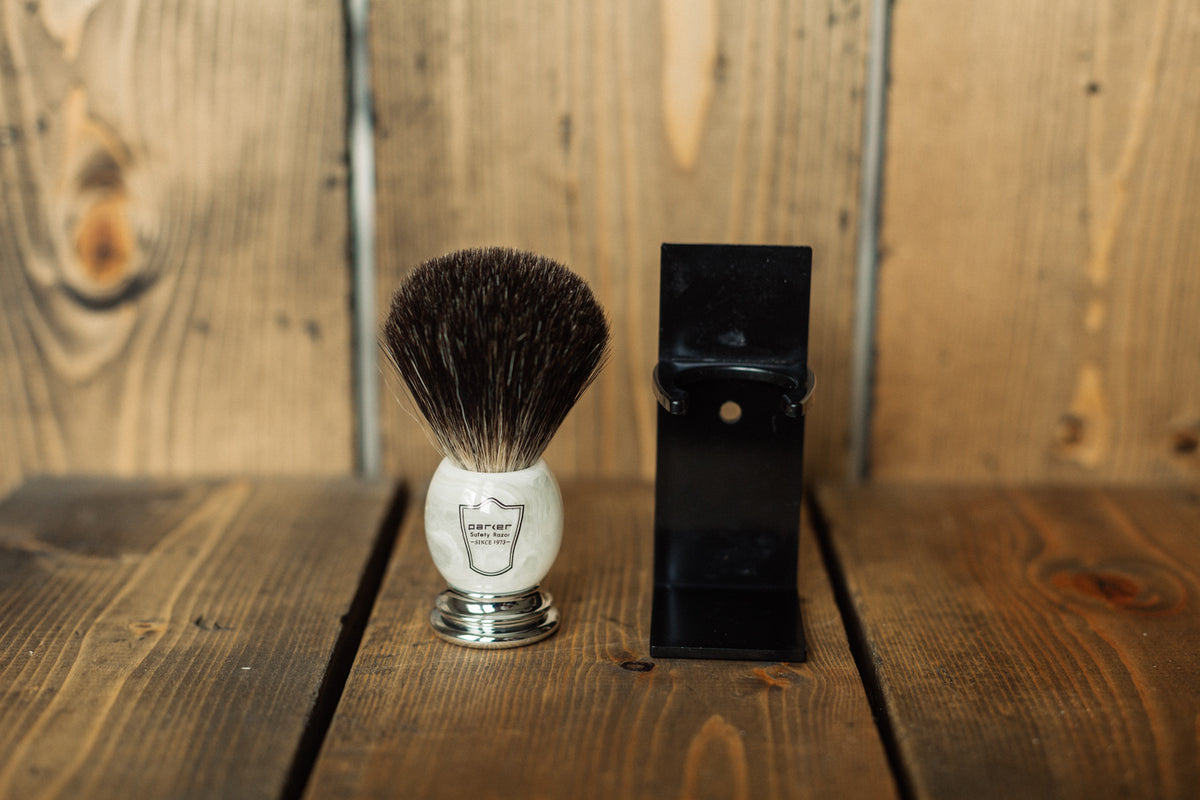 Black Badger Hair Shaving Brush - Marbled Handle