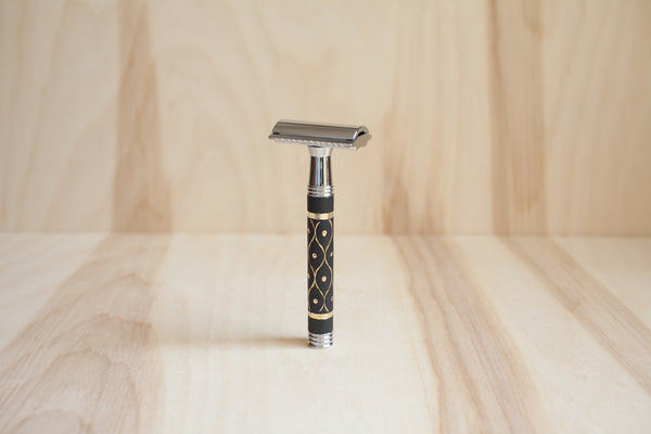 Butterfly Art Deco Grey and Gold Super Heavyweight Safety Razor