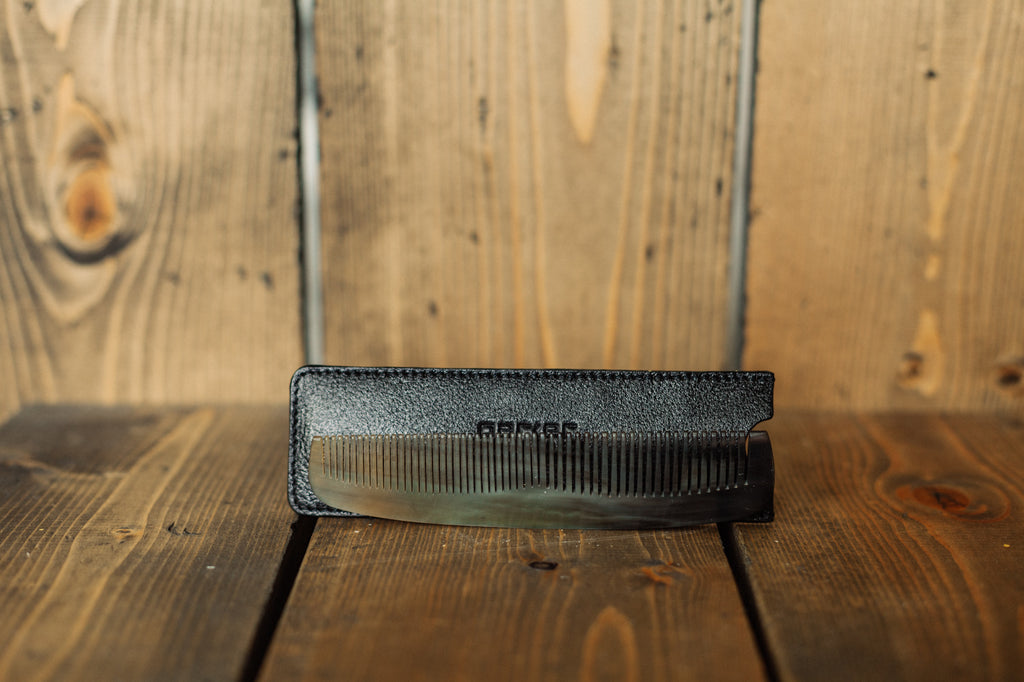 Parker Ox Horn Pocket Comb and Leather Case