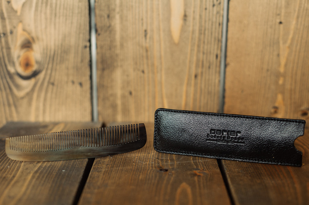 Parker Ox Horn Pocket Comb and Leather Case