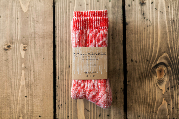 US Made Alpaca Wool Boot Socks Woodpecker Red