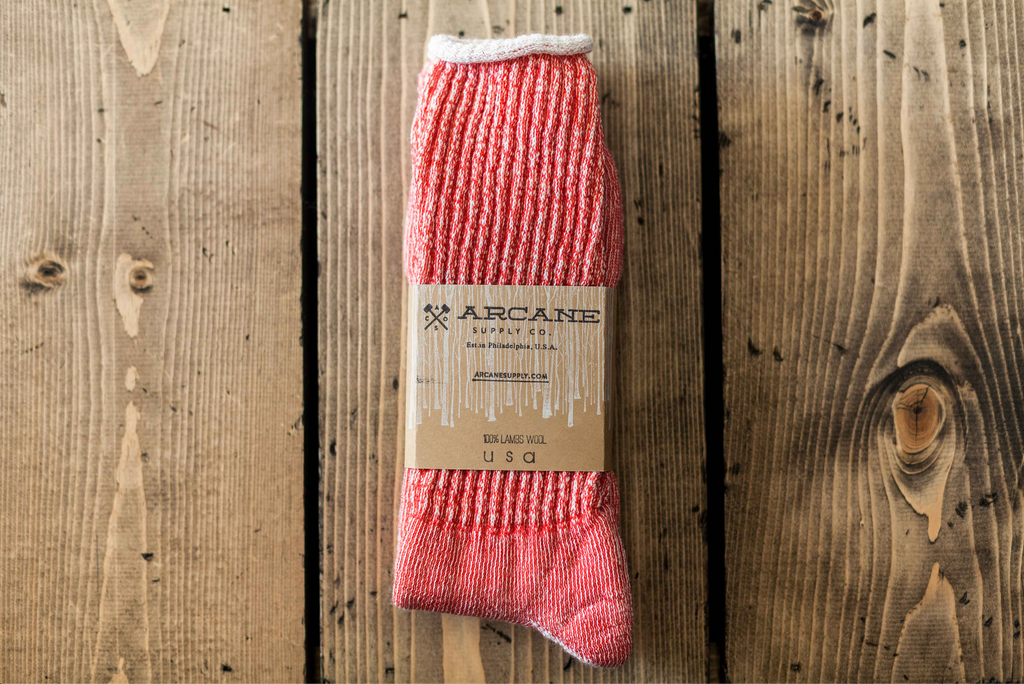 US Made Lambs Wool Boot Socks Woodpecker Red